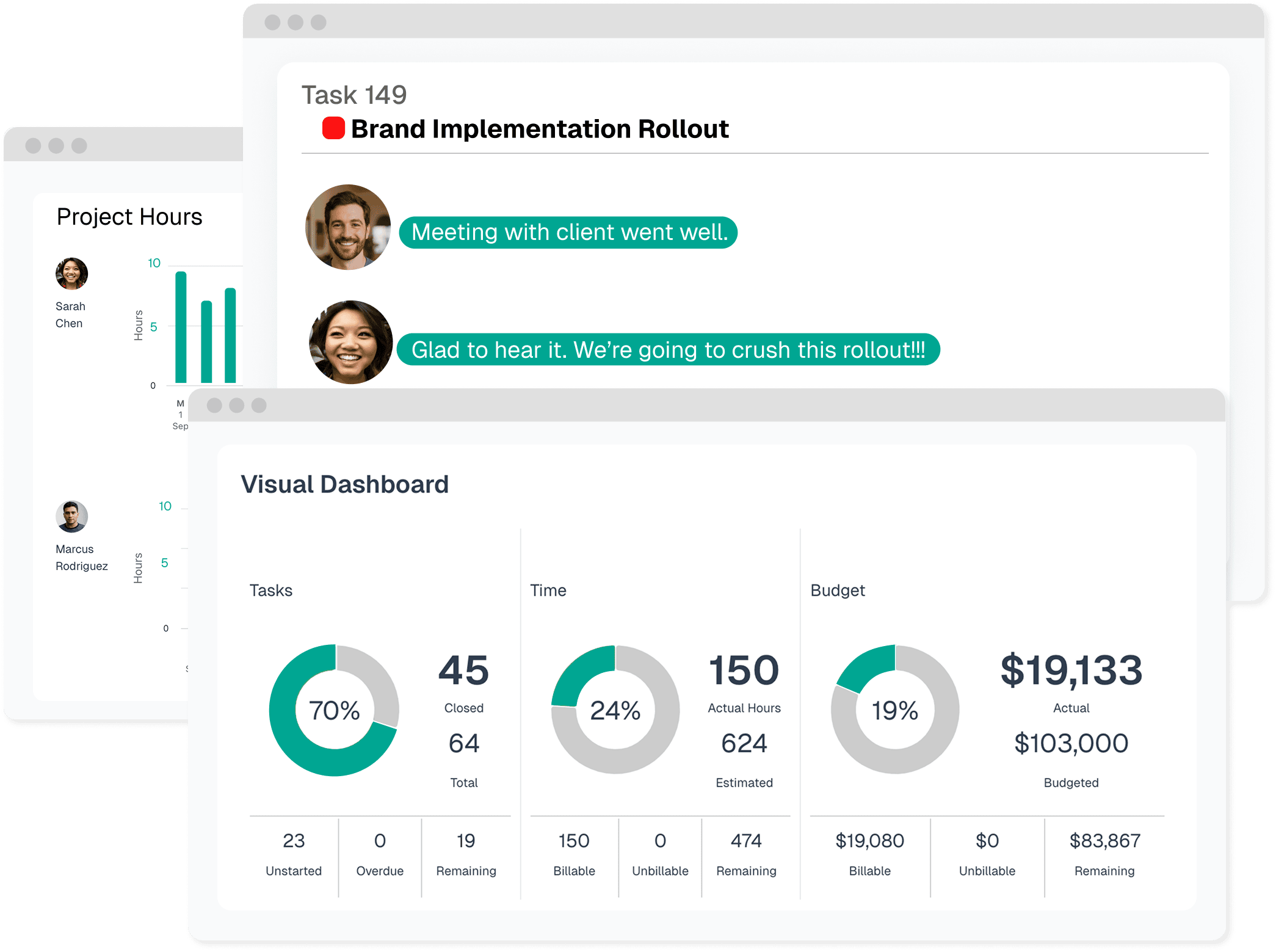 Project management interface showing task organization and team collaboration for creative agencies
